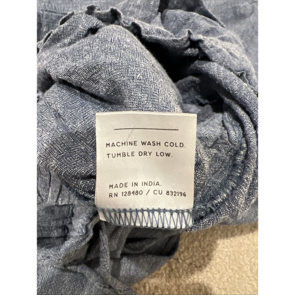 Pact Organic Cotton Pull On Pants Wide Leg Crop Drawstring Blue Boho Beach - Picture 5 of 6